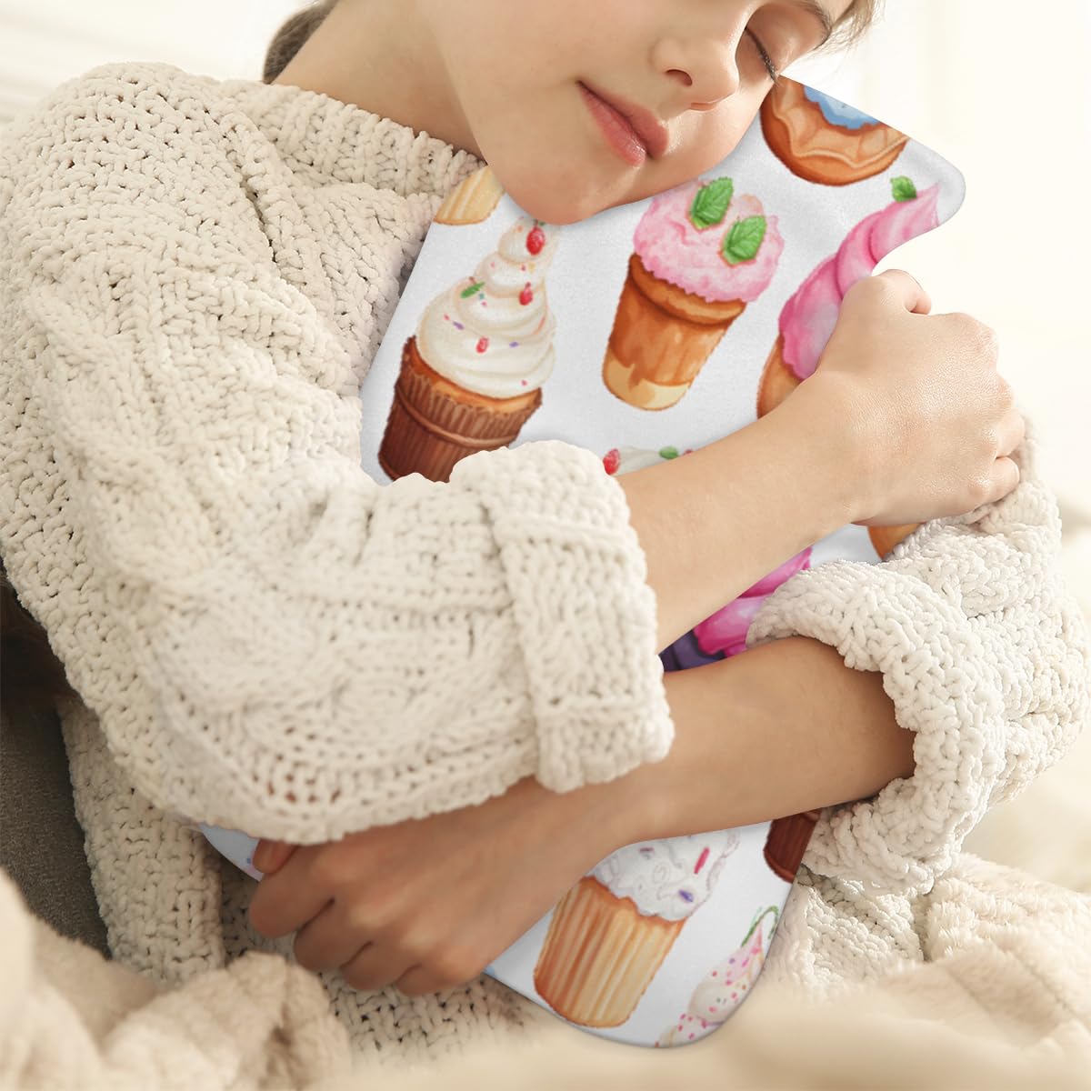 Hot Water Bottle with Soft Cover,2L Fantastic Donut Hot Water Bag for Hot and Cold Compress, Hand Feet Warmer, Dreamy Donut Rubber Hot or Cold Water Bottle Halloween Christmas Decorations