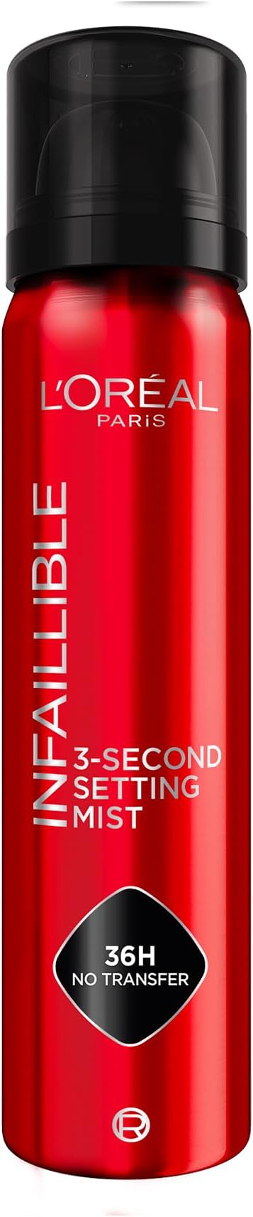 L'Oréal Paris Setting Spray, Infallible 3-Second Makeup Setting Spray Mist for Face, Up To 36 Hour Makeup Wear, Fixing Spray, Waterproof and Sweatproof, Transfer-proof and Non-sticky 75ml