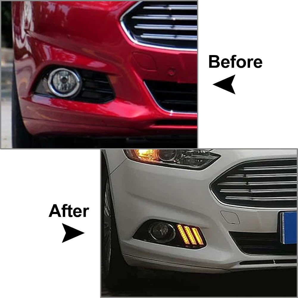 Cninba13 2 Pcs Front Fog Light Daytime Running Lights Driving Lamps ABS For Ford Mondeo Fusion 2013-2016