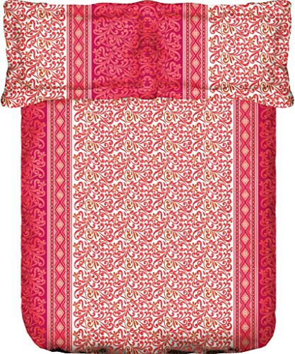 Image of Swayam Roto Cotton Single Bedsheet with 1 Pillow Cover | Size 60 x 90 inch | 144 TC | Floral Design | Soft Breathable Bed Sheet | Comfortable & Durable for Bedroom - Magenta