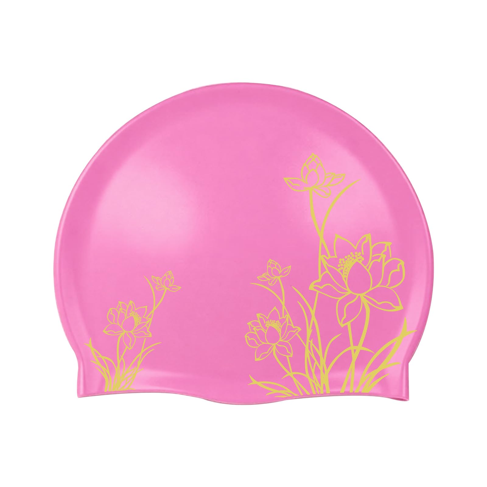 Swimming Cap Women, Swim Hat Girls, for Adults and Teens, Lotus Pattern (Pink)