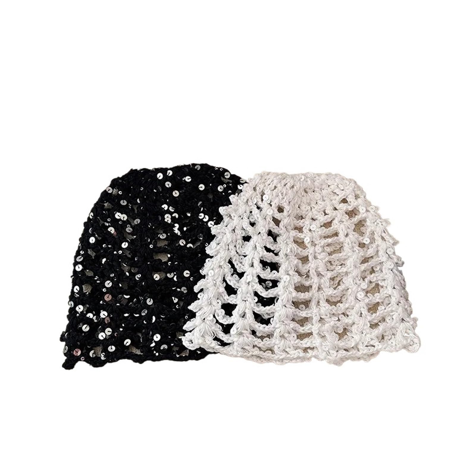 SommermüTze Damen Niche Fashion Cut-Out handgemachte Pailletten Häkelpullover Hut Frühling und Sommer Straße atmungsaktive einfache vielseitige Beanie Caps