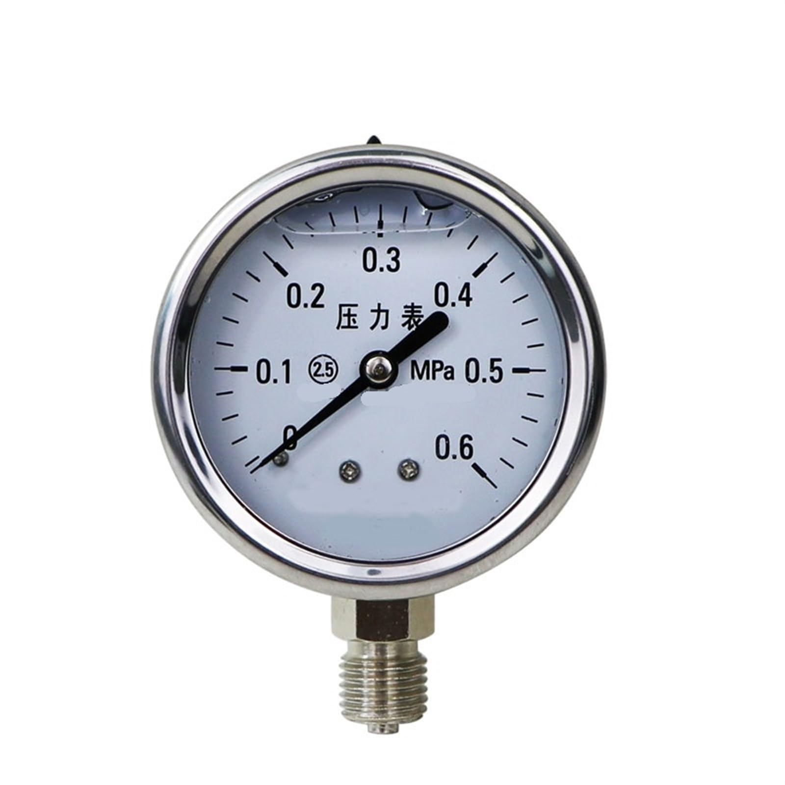 Manometro Antiurto YN60BF Interamente in Acciaio Inossidabile 304, Materiale Resistente alla corrosione, Pressione idraulica ad Alta Temperatura (0-0,25 MPa)