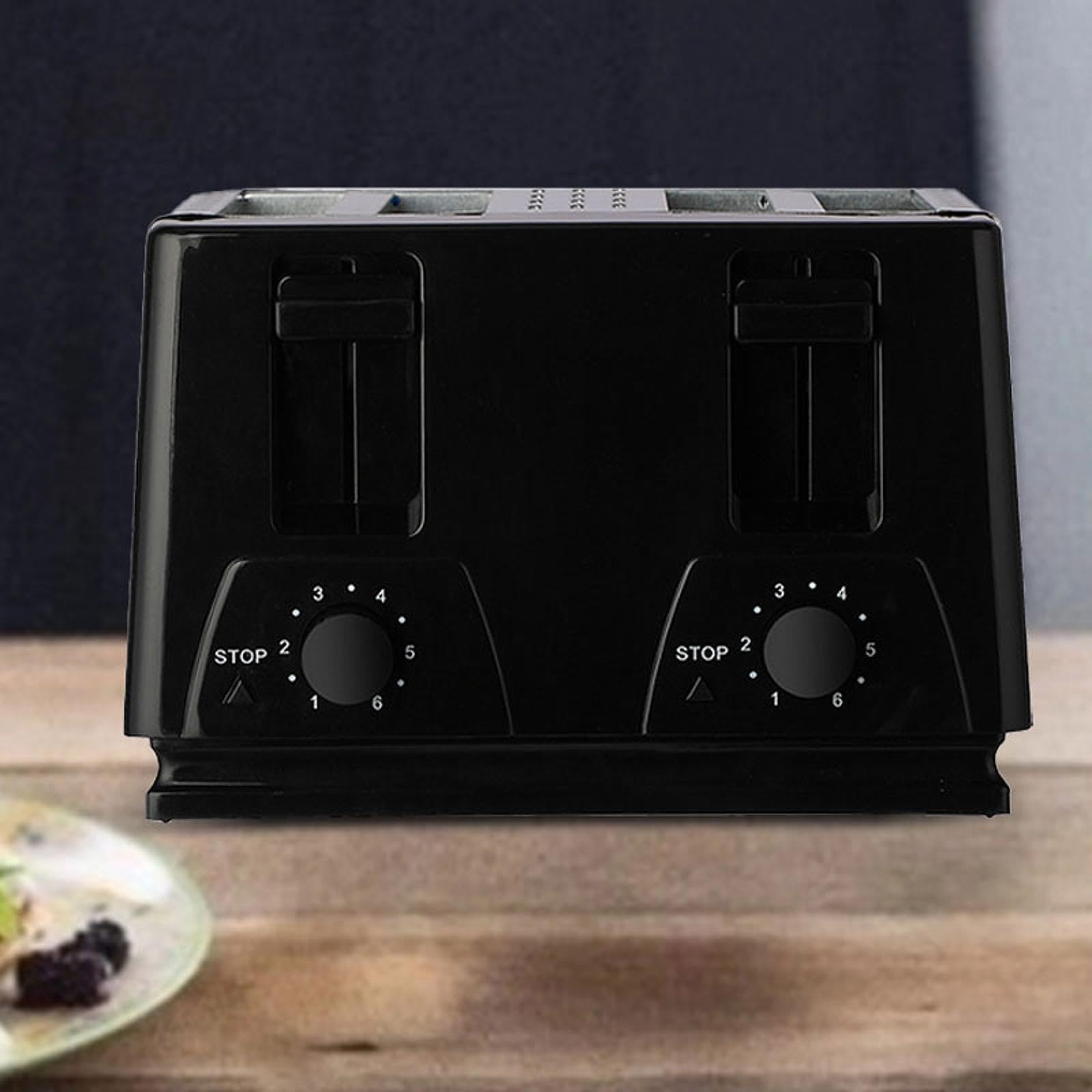 de Pan de 4 Ranuras Anchas Horno Tostador Tostador Inoxidable Sandwichera con 6 Niveles Ajustables y Fácil Limpieza Adecuada para Hogar y