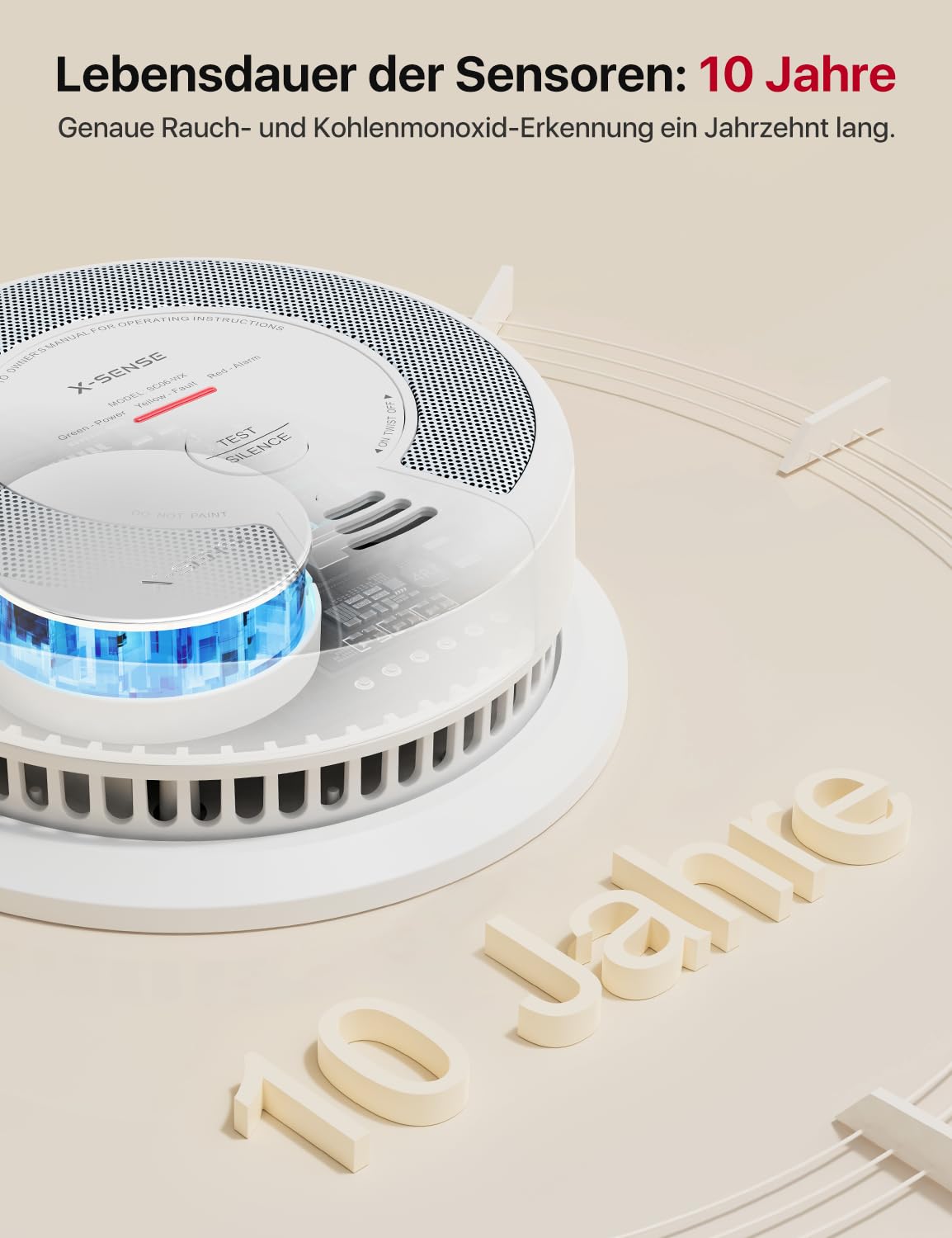 X-Sense Rauch- und Kohlenmonoxid Melder mit WLAN und austauschbarer Batterie, 2-in-1 Rauchmelder, intelligenter kombinierter Rauchmelder, kompatibel mit X-Sense Home Security App, SC06-WX, 2 Stück