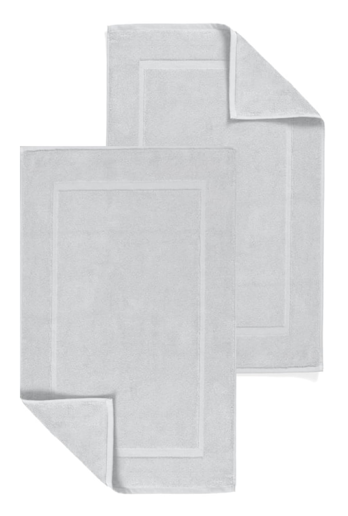 Textile Do 2 Piece Cotton Bath Mats Terry Toweling Bathroom Rugs 1000 GSM Super Soft and Absorbent Floor Mat, Bathroom Shower Mat Set (Cotton, White)
