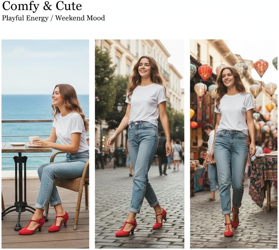 LIURUIJIA Women's T Strap Mary Jane Kitten Heels Pumps Vintage Low Heel Dress Shoes for Wedding Party Work Church - Image 5