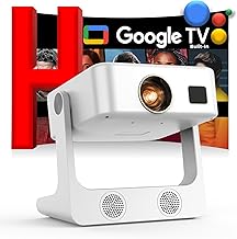 Projector-4K with WiFi and Bluetooth: [Google TV/1500 ANSI/Voice Control/Built-in Apps] Outdoor-Projector, Portable-Movie-Smart-Projector, Sovboi 1080P Home-Ceiling-Proyector 180° Stand/300 ''Display