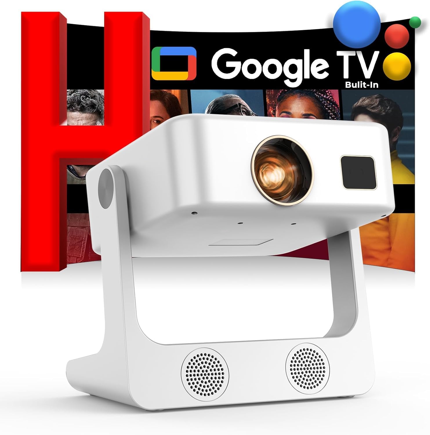 Google TV 2000 ANSI Voice Control Built-in Apps Outdoor Projector-4K with WiFi and Bluetooth Portable-Movie-Smart-Projector Sovboi 1080P 180