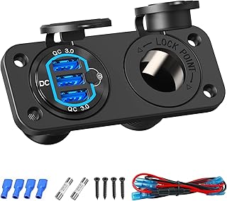 12 Volt USB Outlet Cigarette Lighter Socket: Ouffun Aluminum Metal 54W Multi QC3.0 Car USB Port with Power Switch DC 200W Waterproof Plug Car 12V Socket Charger Outlet Panel for Car Boat Marine RV ect