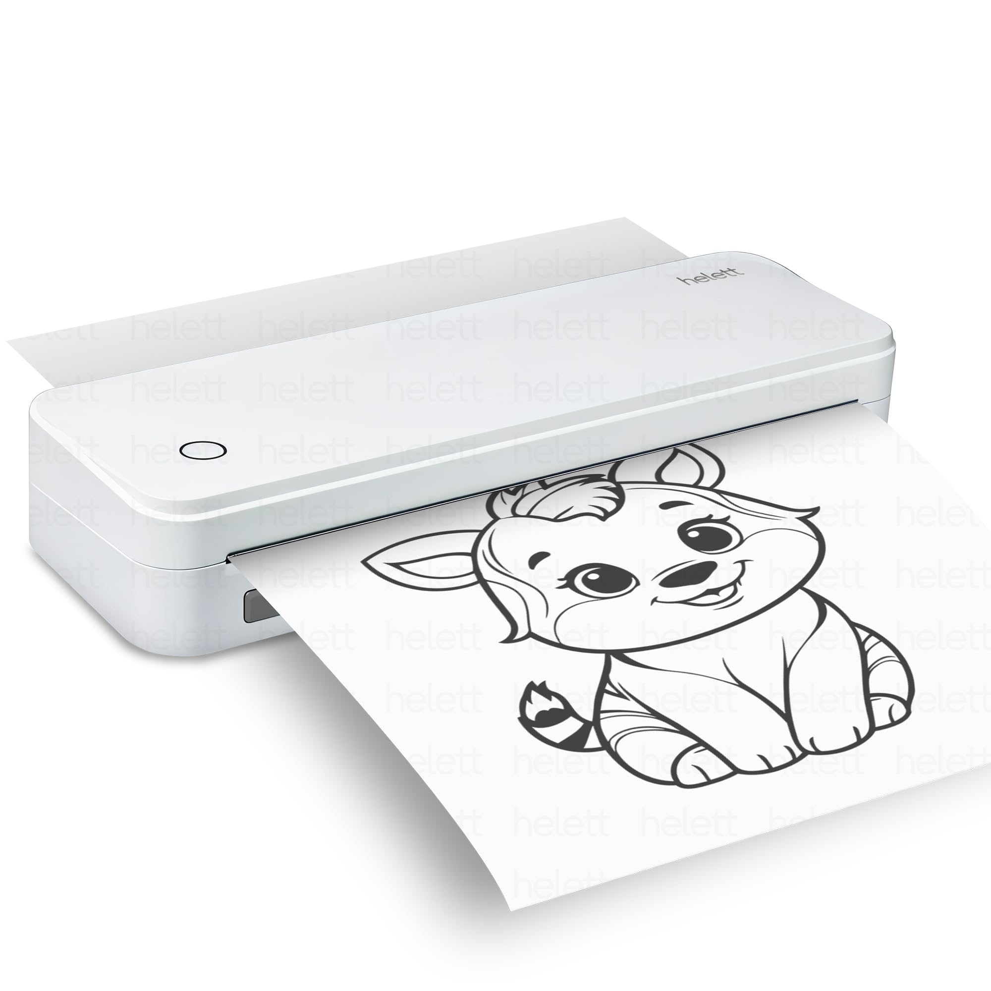 Helett® A4L pro Wireless Portable A4 Size Thermal Printer 300 Dpi Resolution with Inbuilt Battery for Home&Office|Bluetooth|Inkless|688 g Weight|Connect Android,iOS,Windows& Mac(1Year Warranty) White