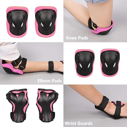 Miniatura 2 de Casco ajustable para niños de 5 a 16 años, equipo de protección con coderas, rodilleras y muñequeras para multideporte, patinaje, bicicleta,