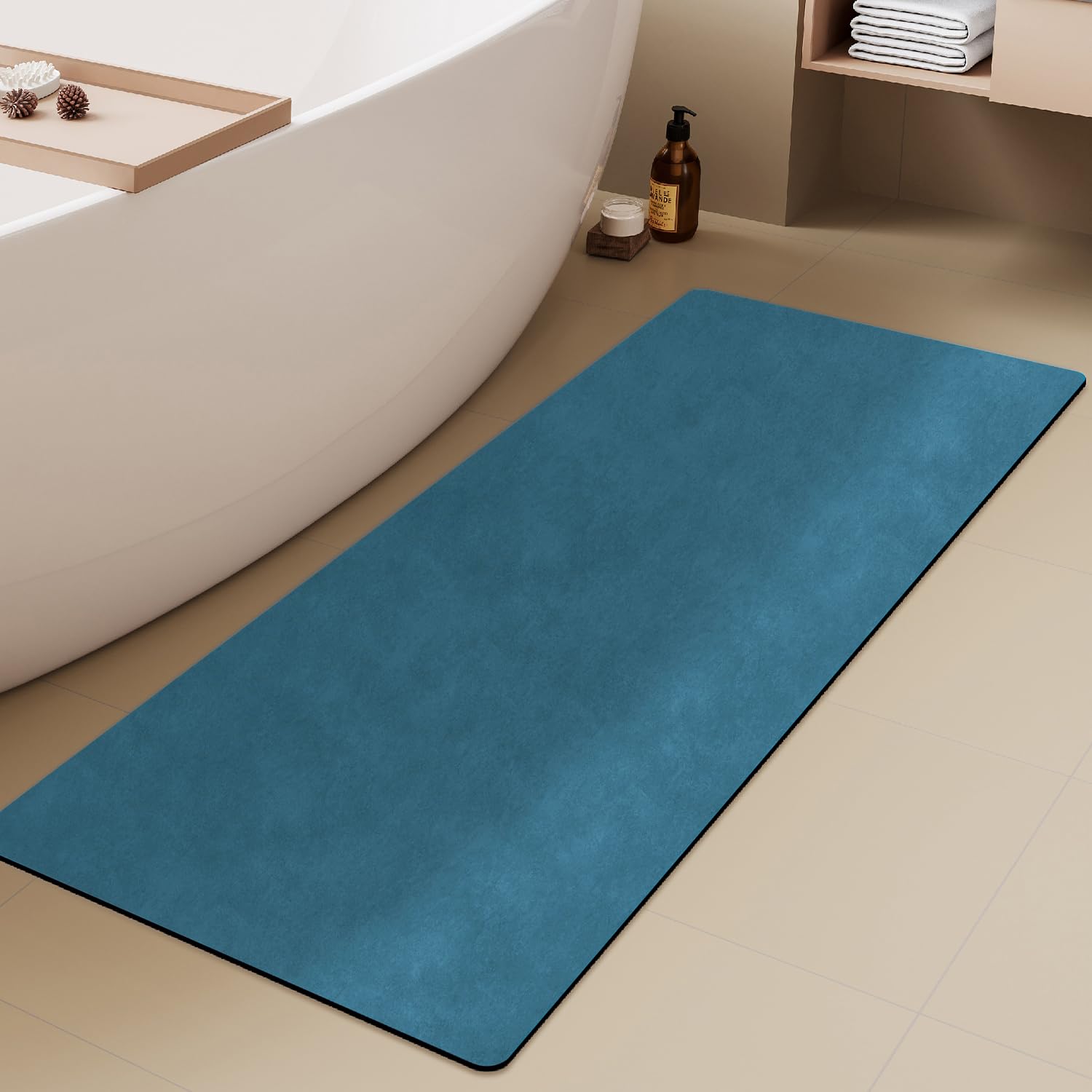 TYUU Bathroom Mat Quick Dry, Bathroom Rugs Non Slip Washable Thin Absorbent Bath Mat Fits Under Door Bathroom Floor Mat Perfect for Bath, Shower, or