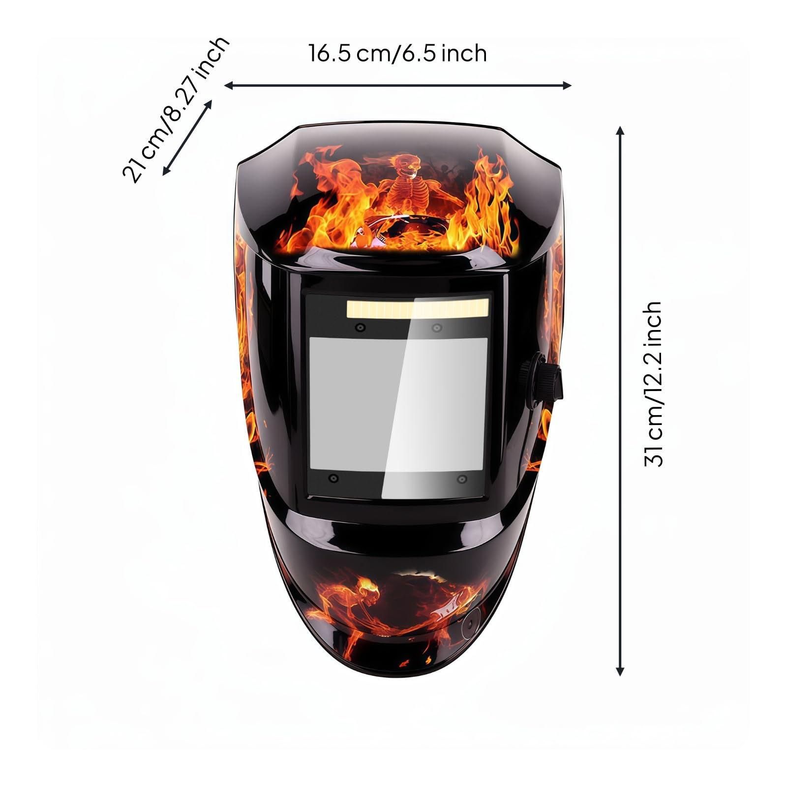 MERIGLARE Schweißhelm Automatik Schweißmaske Schutzschild Gesichtsschutz Nackenschutz mit Solarbetriebener Kassette Selbstanpassender mit Komfortabler Passform, Flammenmuster, Echtfarben-Automatik