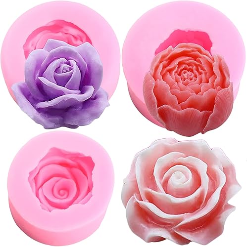 ZiXiang Bloom 3D Rose Flower Fondant Moldes de silicona para pastel de chocolate, jabón, caramelo, pastelería, vela, postre, decoración de pasteles,
