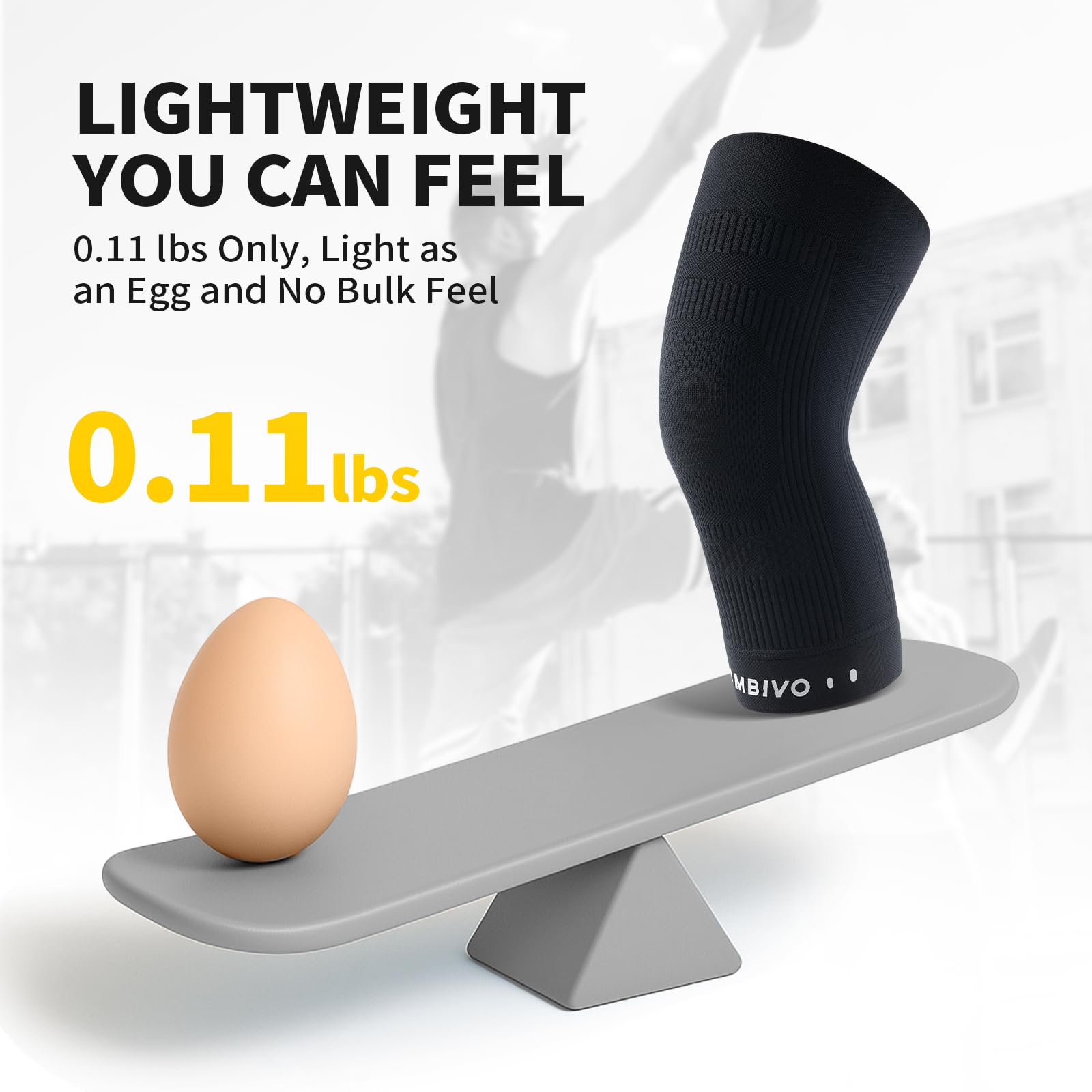 CAMBIVO Genouillère Légère et Respirante, Genouillere Arthrose genou Élastique - 50 g Ultra Fine, Confort Quotidien pour Fitness, Activités Légères, Gym Douce et Usage Journalier
