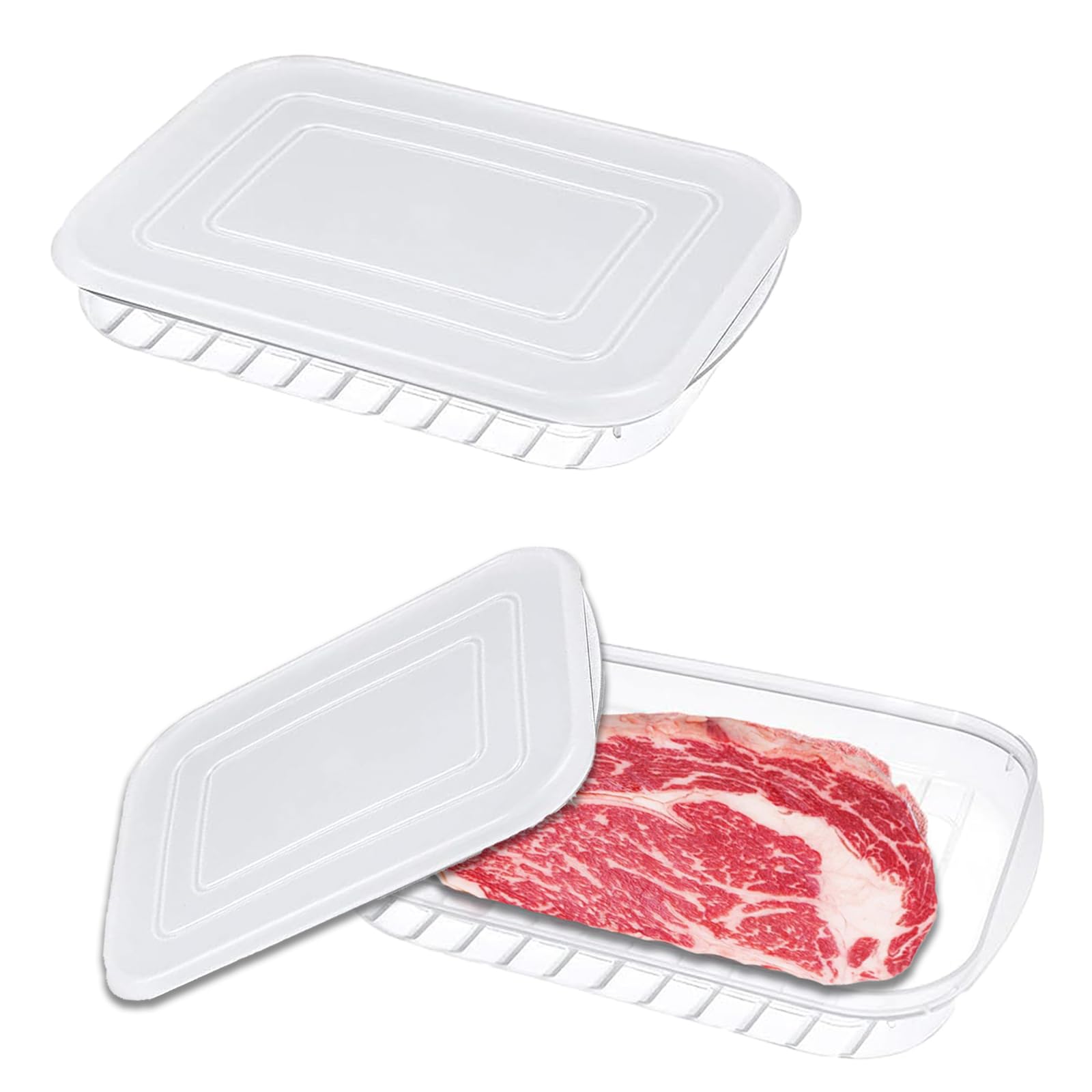 Sicheii 2 Pack Bacon Keeper For Refrigerator Airtight With Soft Silicone Lid, Deli Lunch Meat Container For Fridge, Stackable Cold Cuts Food Storage Containers, Ham And Cheese Shallow Holder Saver (2 Pack)