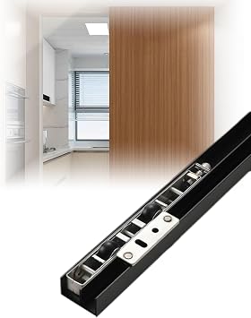 Aluminum Concealed Sliding Door Kit , No-Track Hardware for Wood/Glass Doors, Hidden Installation Door Rail for Bedroom/Closet120cm/47.2in