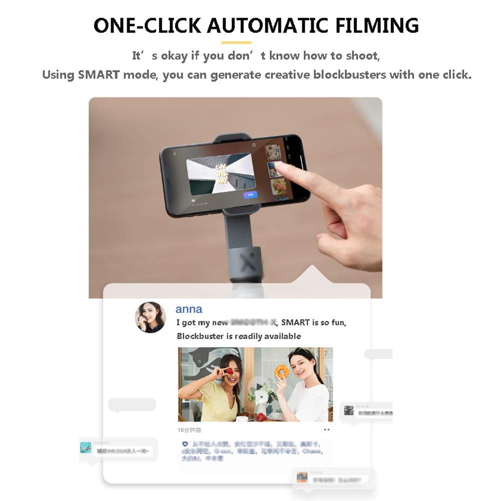 Stabilizzatore Gimbal con Polo Estensibile Cardanico, 3 Assi per Smartphone Vlog Youtuber Live Video Record Pieghevole Estensibile