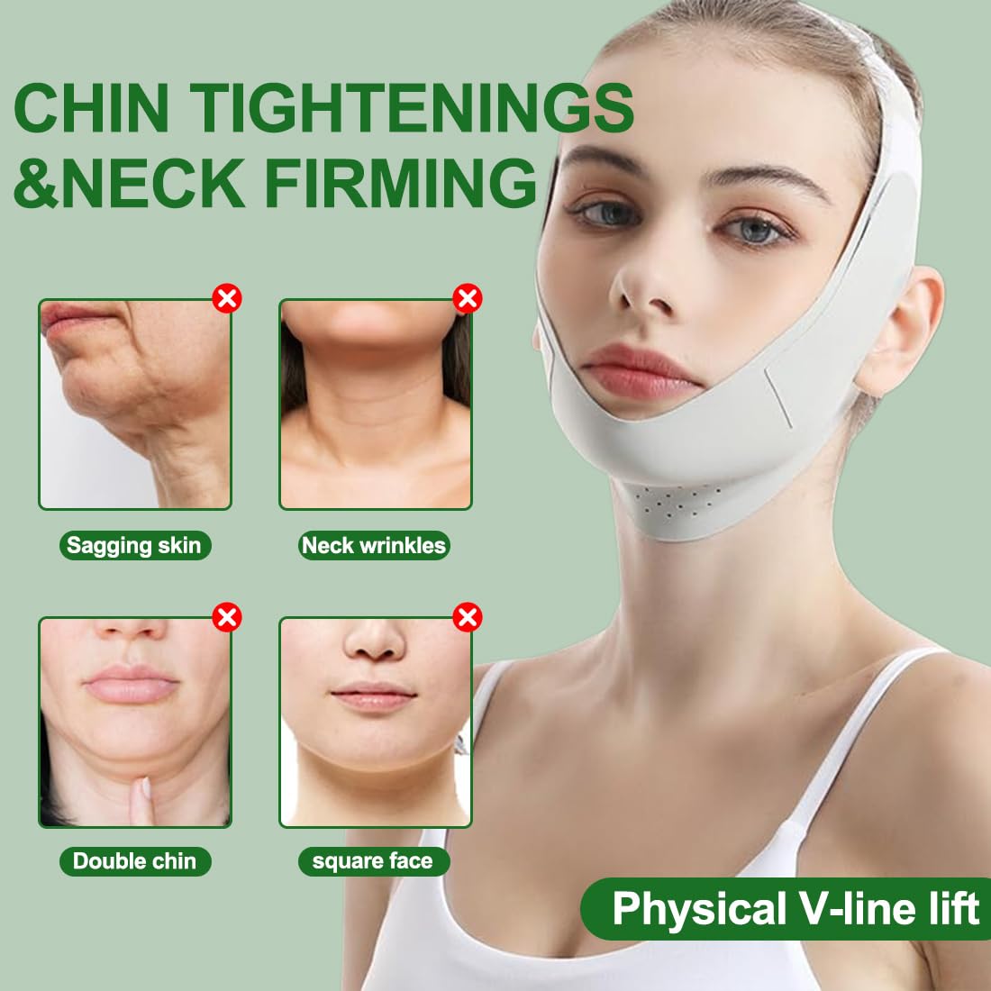 Doppio Mento Maschera Viso Snellente,Maschere Riutilizzabili a V,Fascia per il lifting del viso per il dimagrimento,per il viso Per Facciale a forma di V per viso rassodante anti-rughe
