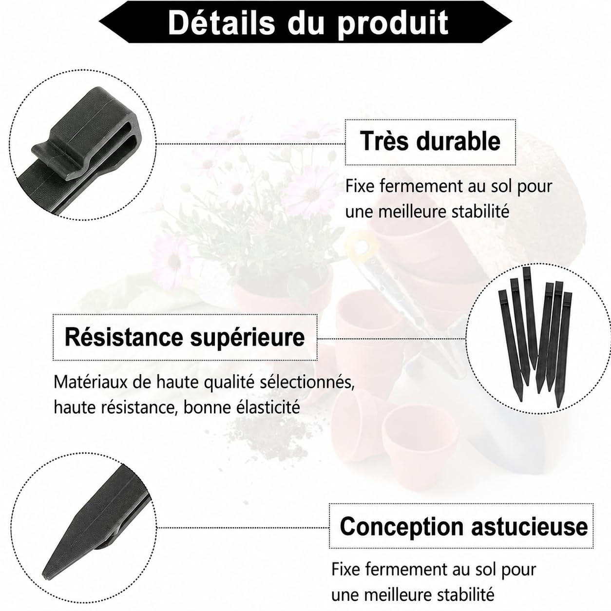 Lot de 30 piquets d'ancrage Piquet ancrage Piquet Bordure Jardin Piquet ancrage Bordure Jardin Piquet pour Bordure de Jardin - 24,7 cm Noir - Toile de paillage, pelouse, Support de Plantes