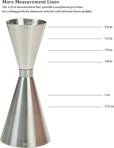 Miniatura 4 de Lexenic Jigger doble de 1 oz y 2 onzas con medidas precisas, herramienta de barra de jigger de acero inoxidable 304 de alta calidad para bartendding