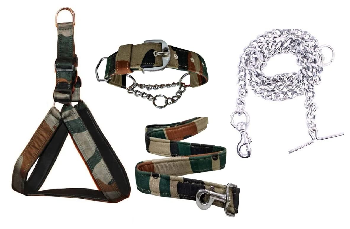 Hachiko Dog Padded Body Belt Harness+Choke Collar+Chain+Leash for All Large Breed Dogs(Combo of 4) (B09JP8T9F6) Amazon Price History, Amazon Price Tracker