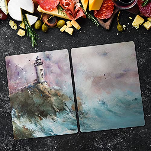 Planche à découper en verre 2x40x52cm motif phare pour induction - 3