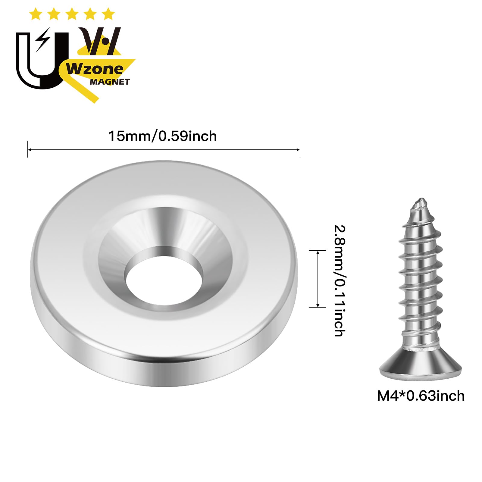 Wzone 15x3mm Small Magnets with Hole 15PCS Mini Strong Magnets for Magnetic Plate Kitchen, Refrigerator and Tool Room - Image 2