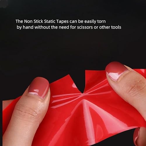 Miniatura 5 de 3 rollos de cintas estáticas antiadherentes, cinta adhesiva de absorción electrostática, sin pegamento, color negro, rojo y amarillo
