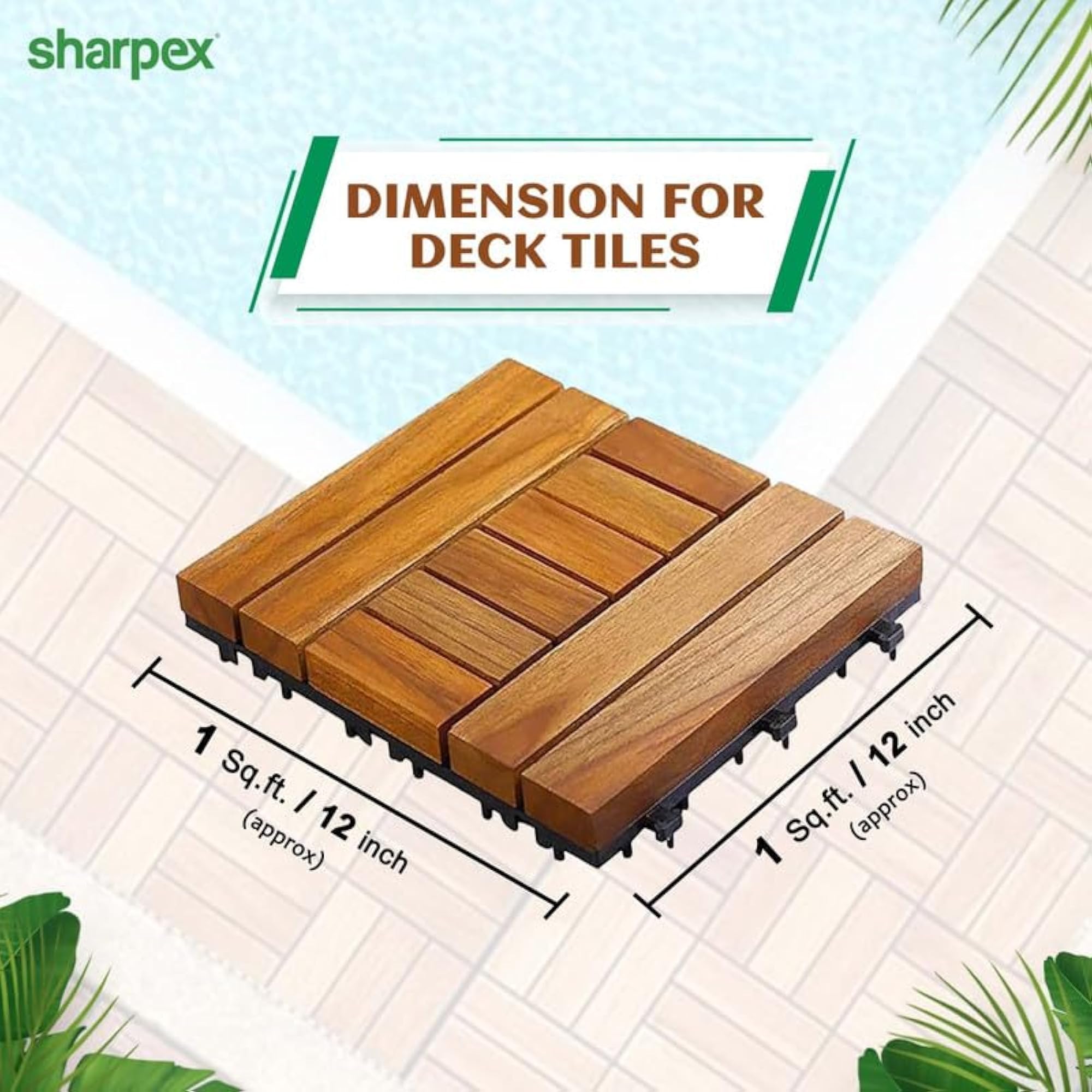 Deck Tiles with Interlocking Teak Wood