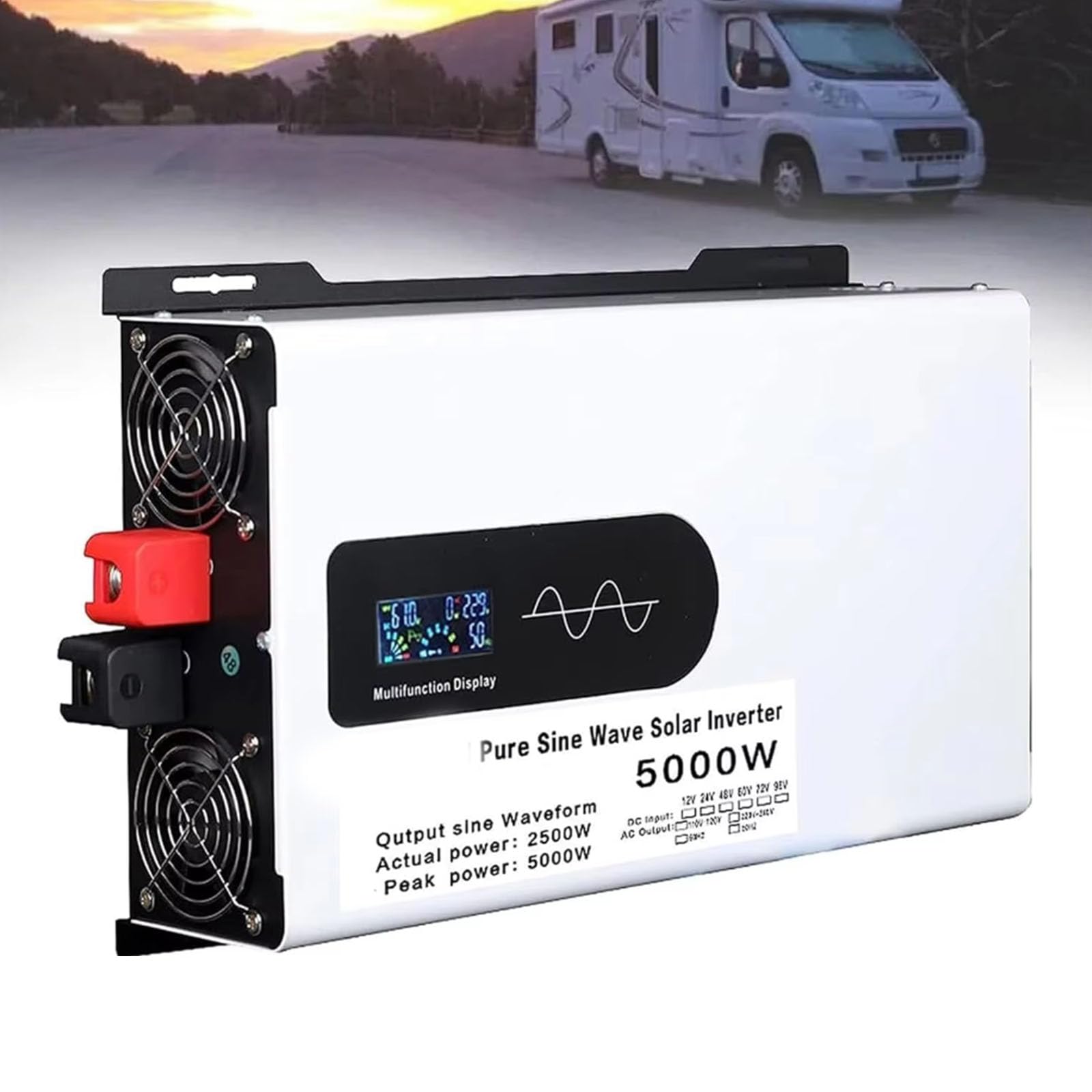 Convertisseur de tension CC CA 60V 220V pur sinus 2500W pour alimentation de secours maison