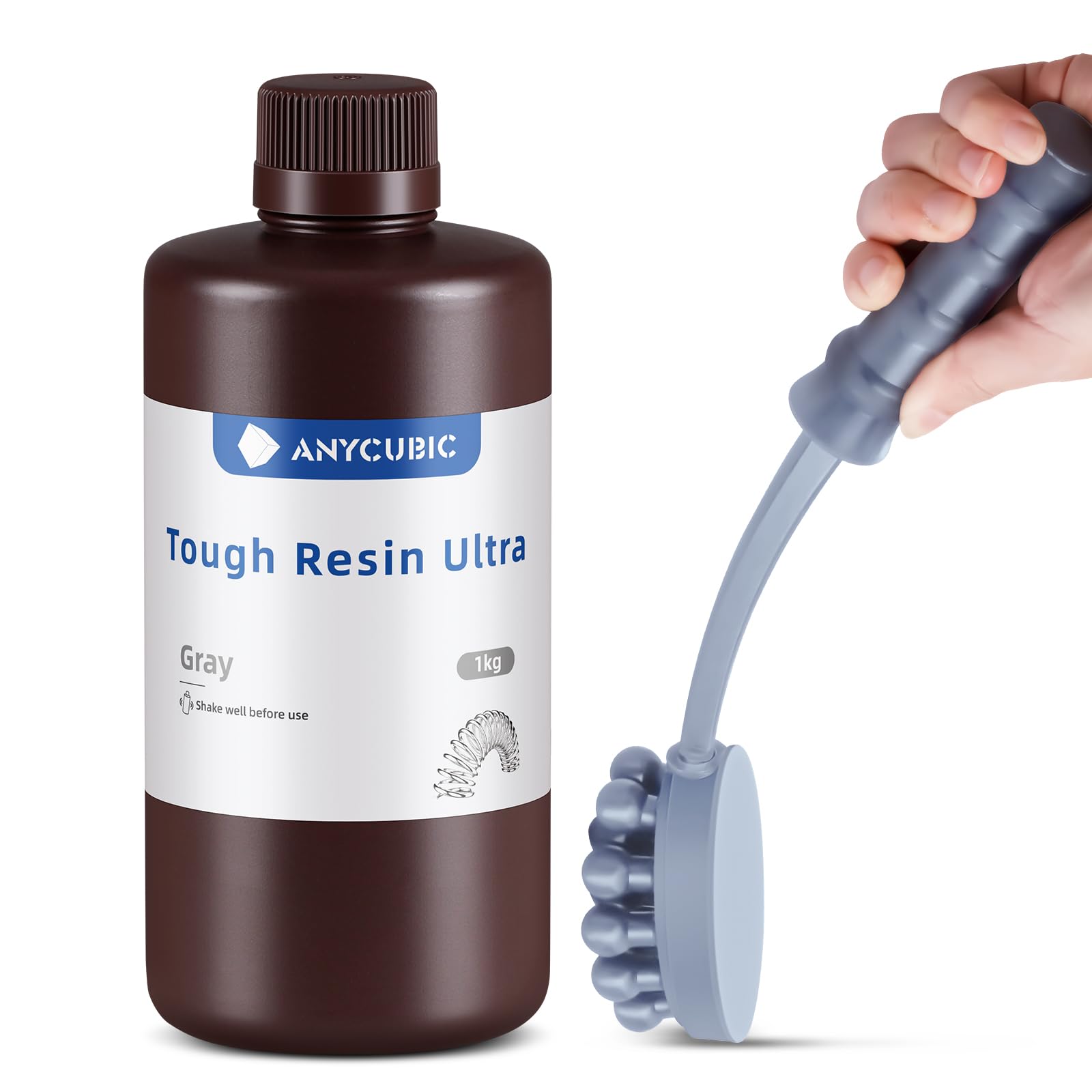 ANYCUBICUltra Tough Resin, 3D Printer Resin with Strong Impact Resistance, High Flexibility and Low Odour, Widely Compatible with All LCD Resin 3D Printers(1kg, Grey)