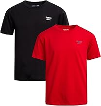 Reebok Boys Athletic Shirts - 2 Pack Breathable Short Sleeve Crewneck Cotton Boys Shirts - Active Kids Clothes for Athleisure