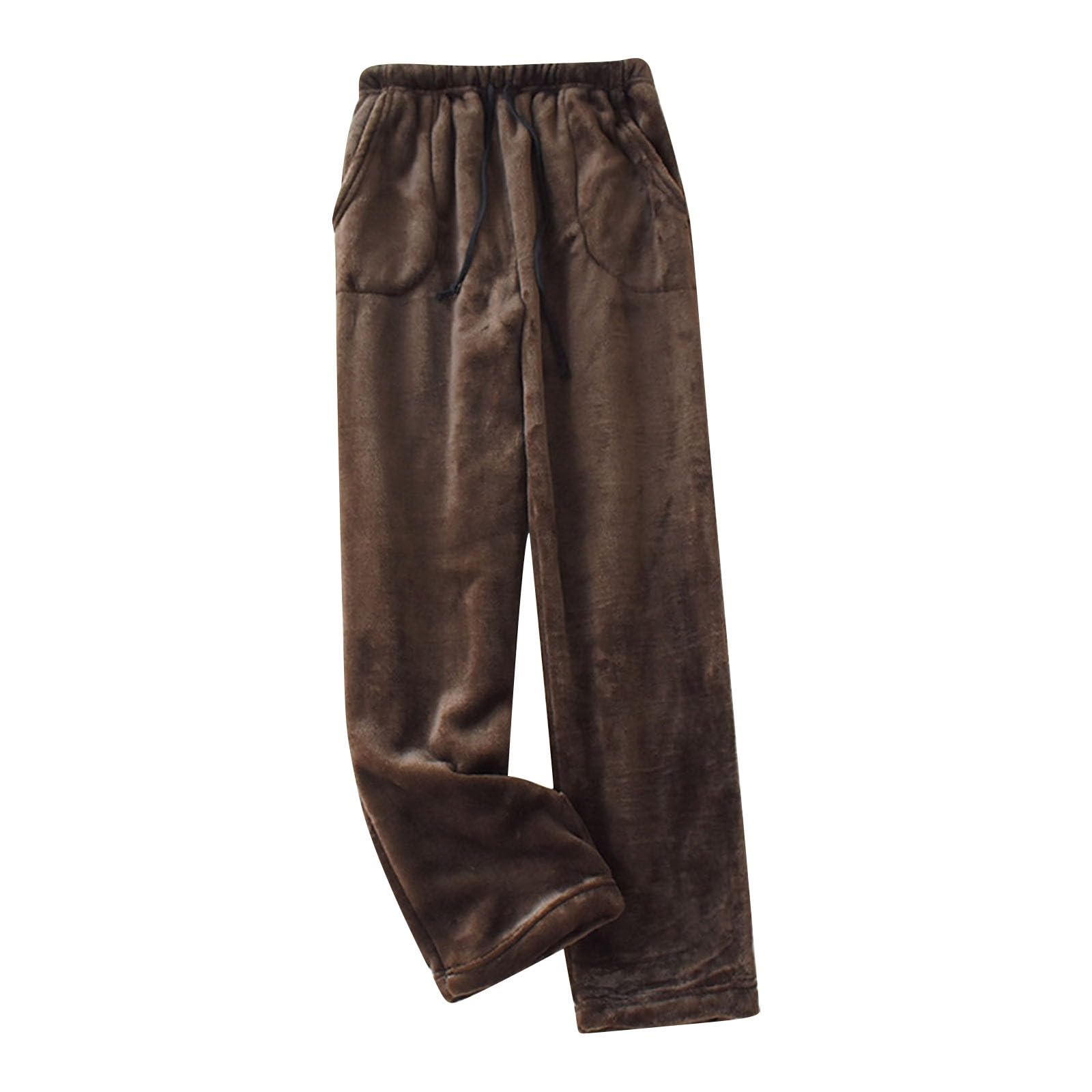 JOFOW Women's Autumn and Winter New Warm Wide Mouth Pants Loose Large and Thickened Coral Women Plus Size (b-Coffee, M)