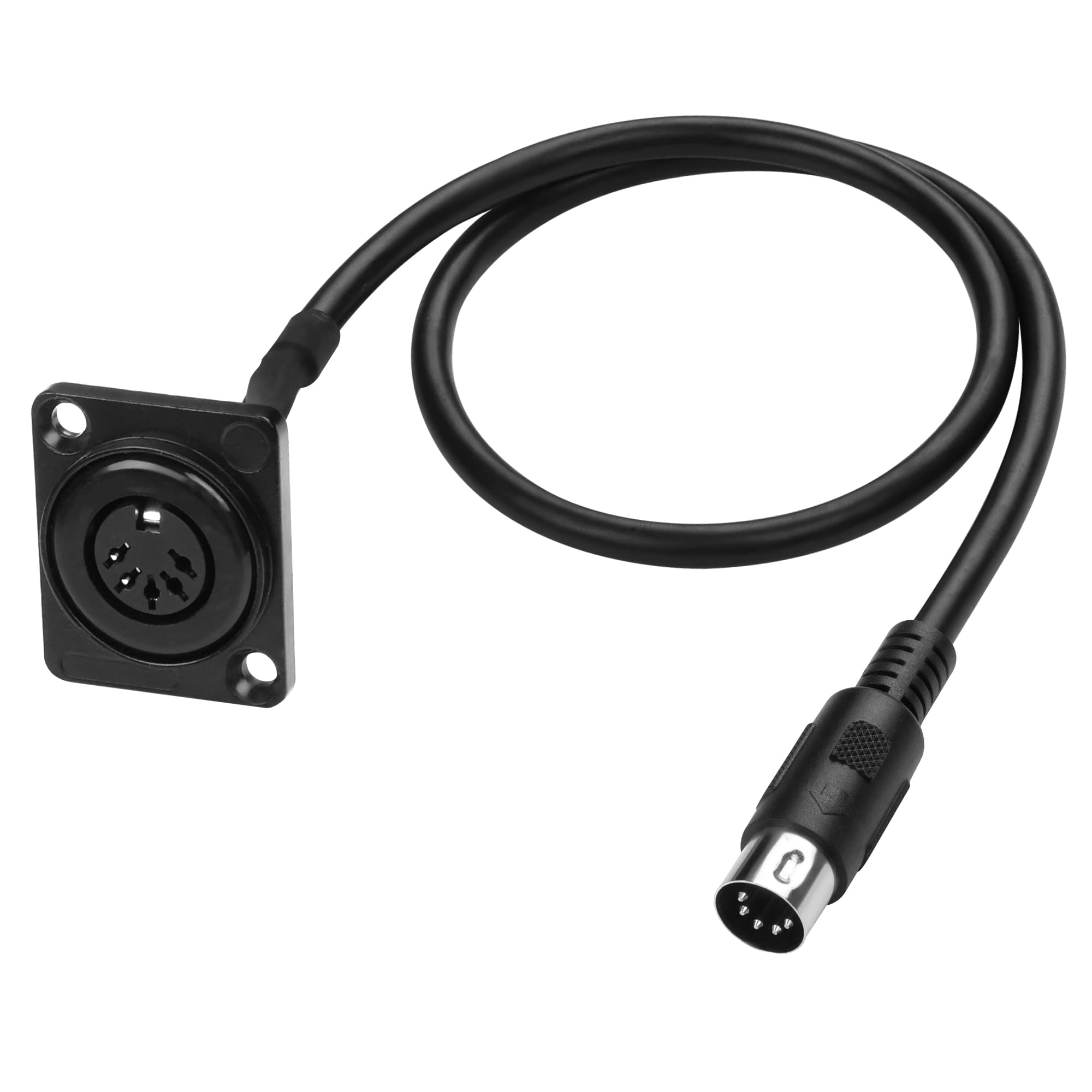 MEIRIYFA D-Type DIN 5PIN MIDI Cable Female to Male Extension Cord Panel Mount 5 PIN Female Audio Adapter Cable for Keyboard Synthesizer, Organ, Electric Piano, MIDI Guitar (53CM)