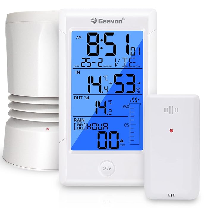 Buy Geevon Wireless Digital Rain Gauge with Outdoor Temperature Gauge