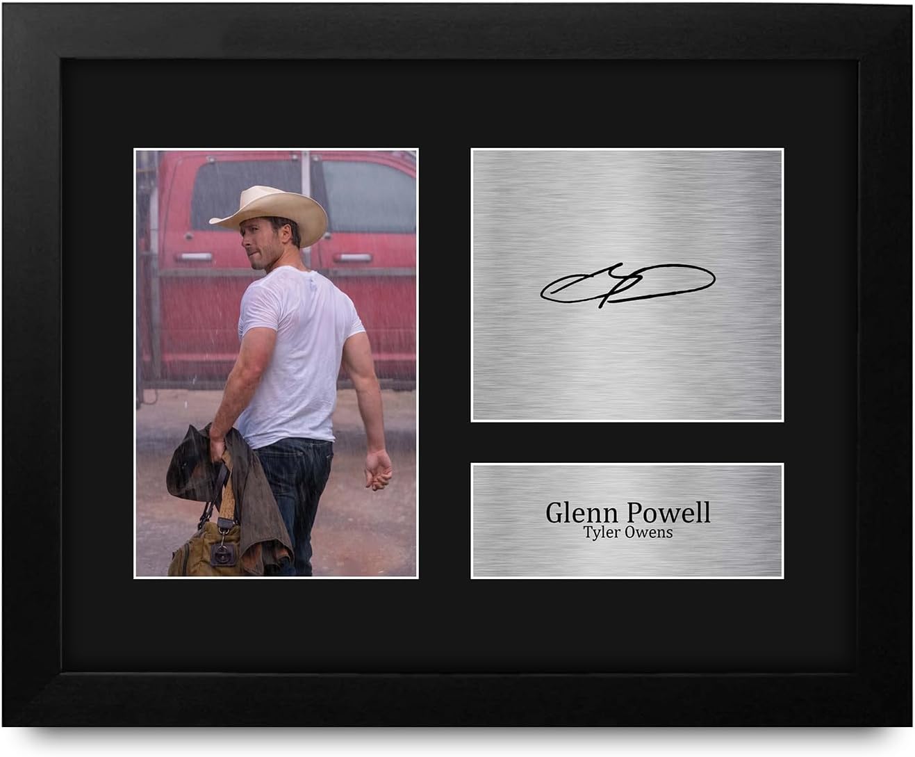 HWC Trading Glenn Powell Twisters Gifts Printed Signed Autograph Picture for Movie Memorabilia Fans - US Letter Framed