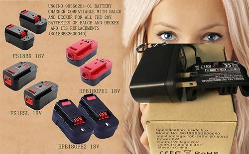 Miniatura 2 de Reemplazo de Black and Decker 18V Cargador de batería 90556254-01 9.6V-18V NiCad y NiMh Batería HPB12 FS12B HPB14 FSB14 HPB18 HPB18-OPE FSB18 HPB96