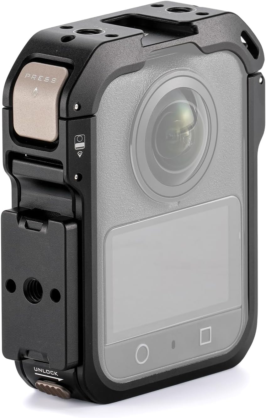 Tilta Camera Cage Horizontal Mounting Kit Compatible with DJI Osmo 360 | Quick Release | 1/4"-20 Mounts | Cold Shoe & Strap Slot | Lightweight Magnesium Alloy Frame – Black