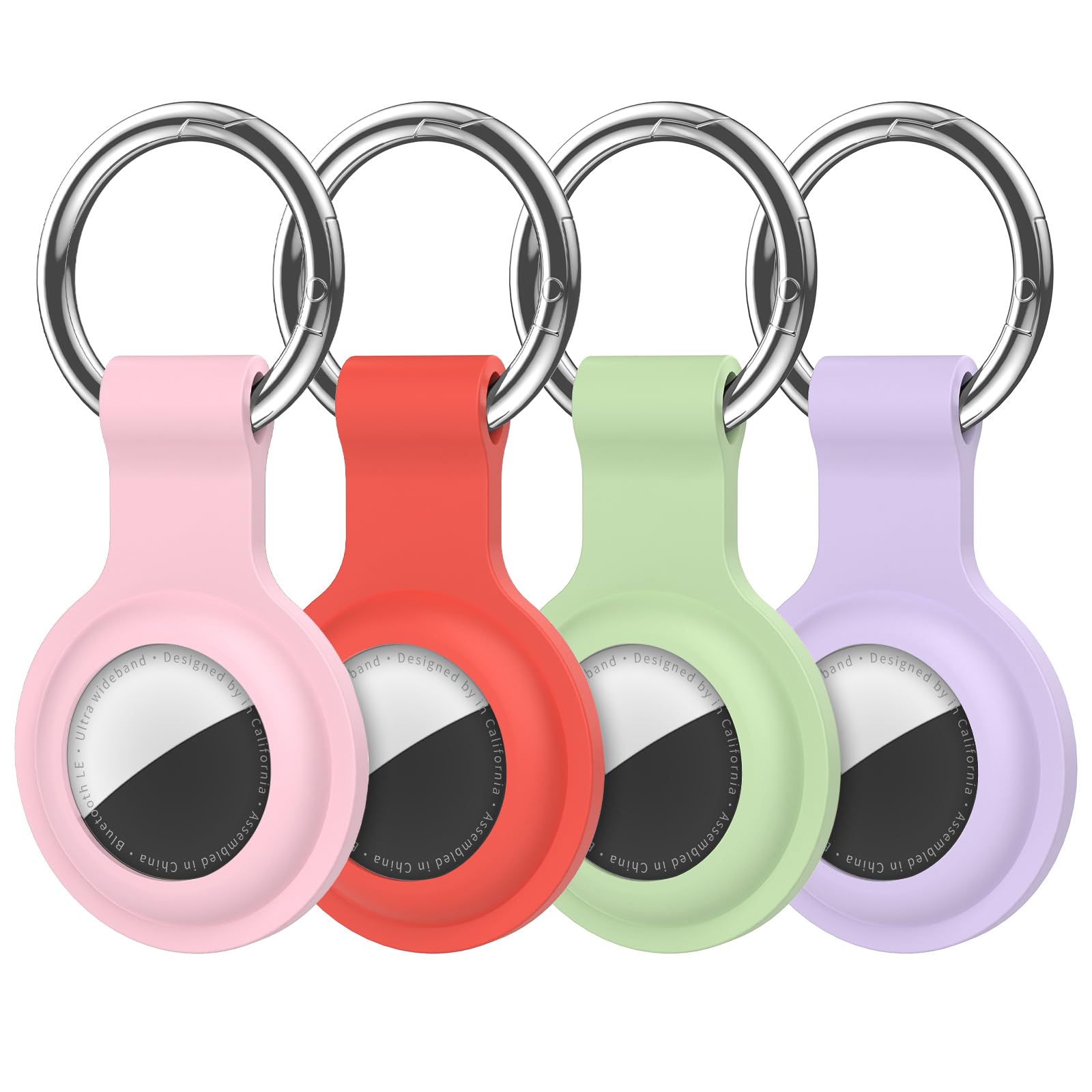 Compatible with AirTag Holder Case Keychain 4 Pack, for AirTag 1st & 2nd Generation Key Chain Ring Case Cover for Air Tag Holder GPS Tracker Item Air