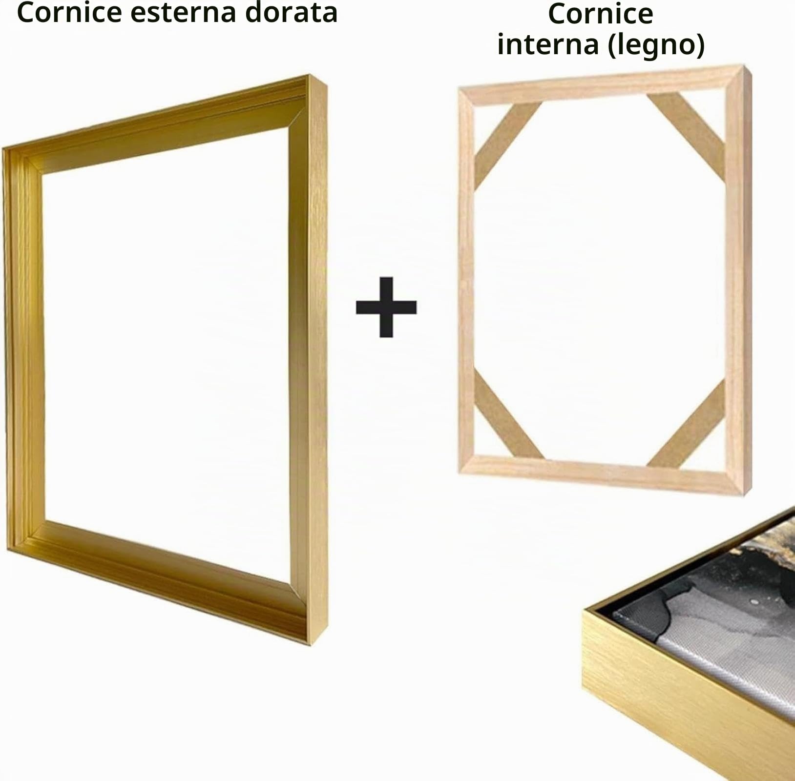 UUDEZO Grande poster dipinto astratto decorazione da parete dipinto su tela strutturata per soggiorno 100x200 cm (39x79 pollici) con cornice dorata