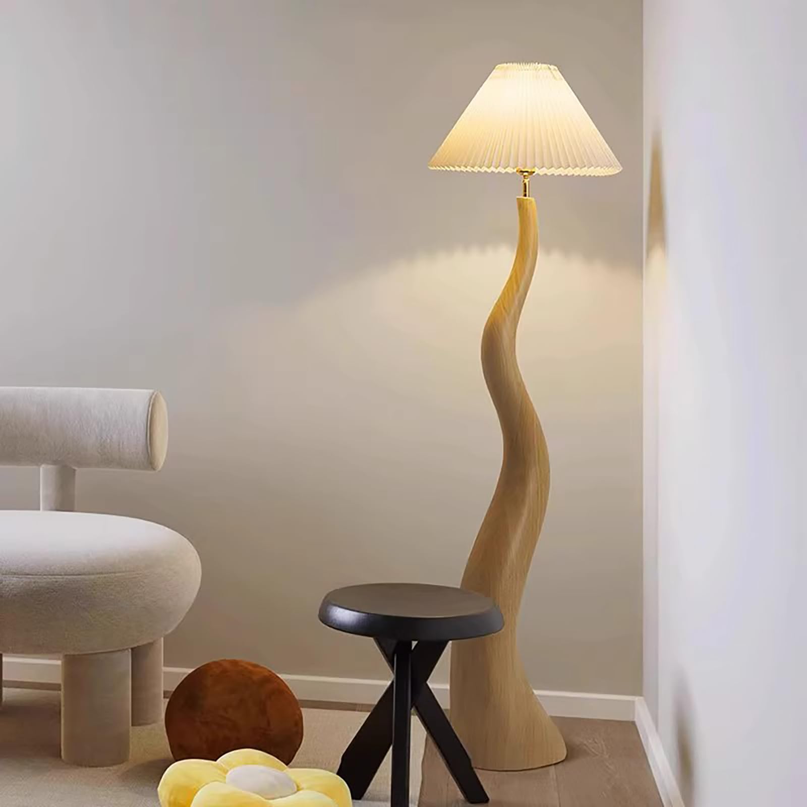 Lampada da Terra Moderna per Soggiorno, dimmerabile, con Paralume in Tessuto, Alta, Ideale per Angolo Lettura, Camera da Letto, Ufficio, Sala da Pranzo, Colore Naturale.
