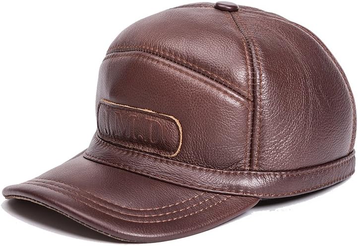 MMFur Men Genuine Leather Baret Cowhide Baseball Hat