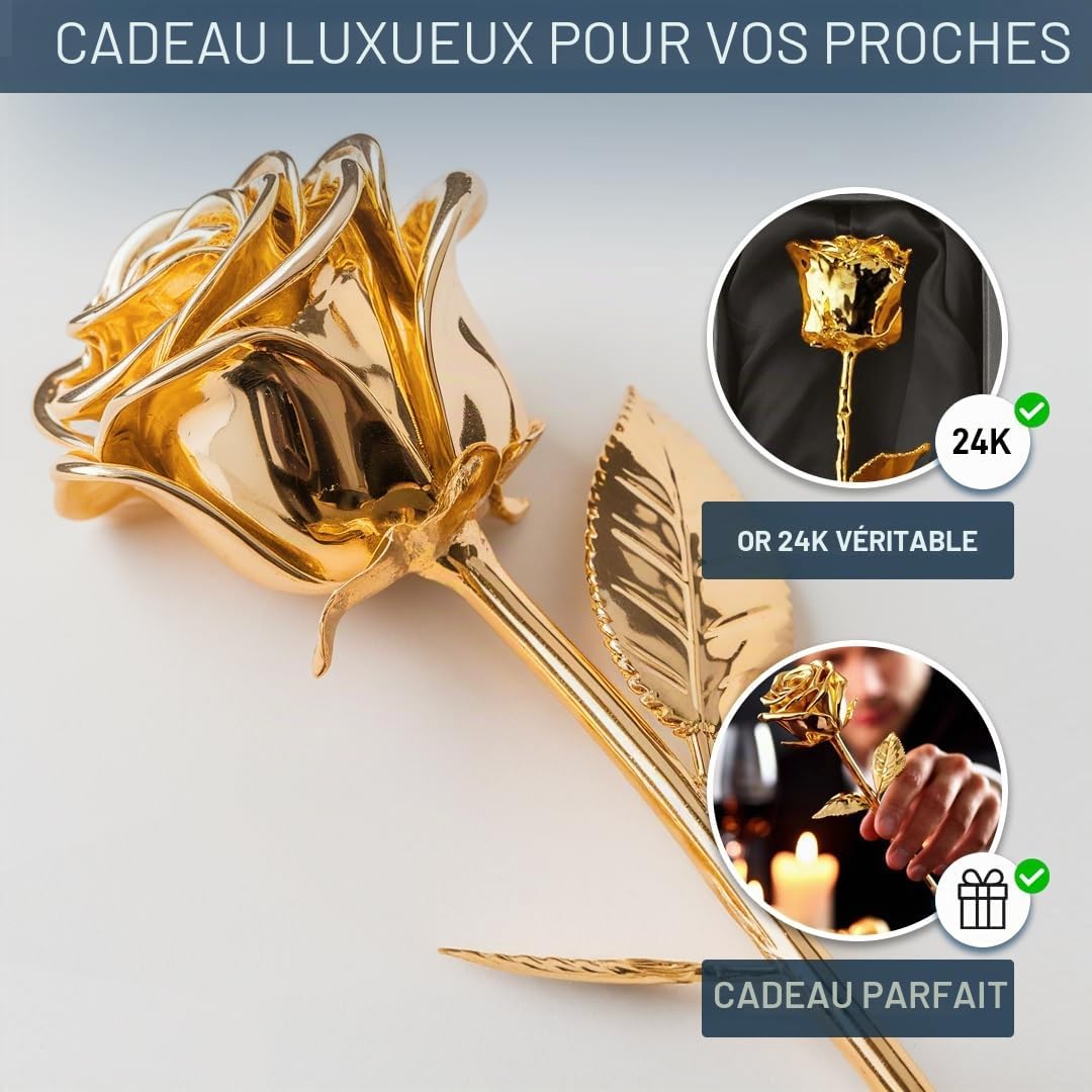 mikamax - Rose d'Or - 24 Karat - Avec Certificat d'Authenticité - Coffret Cadeau Noir, X-Large