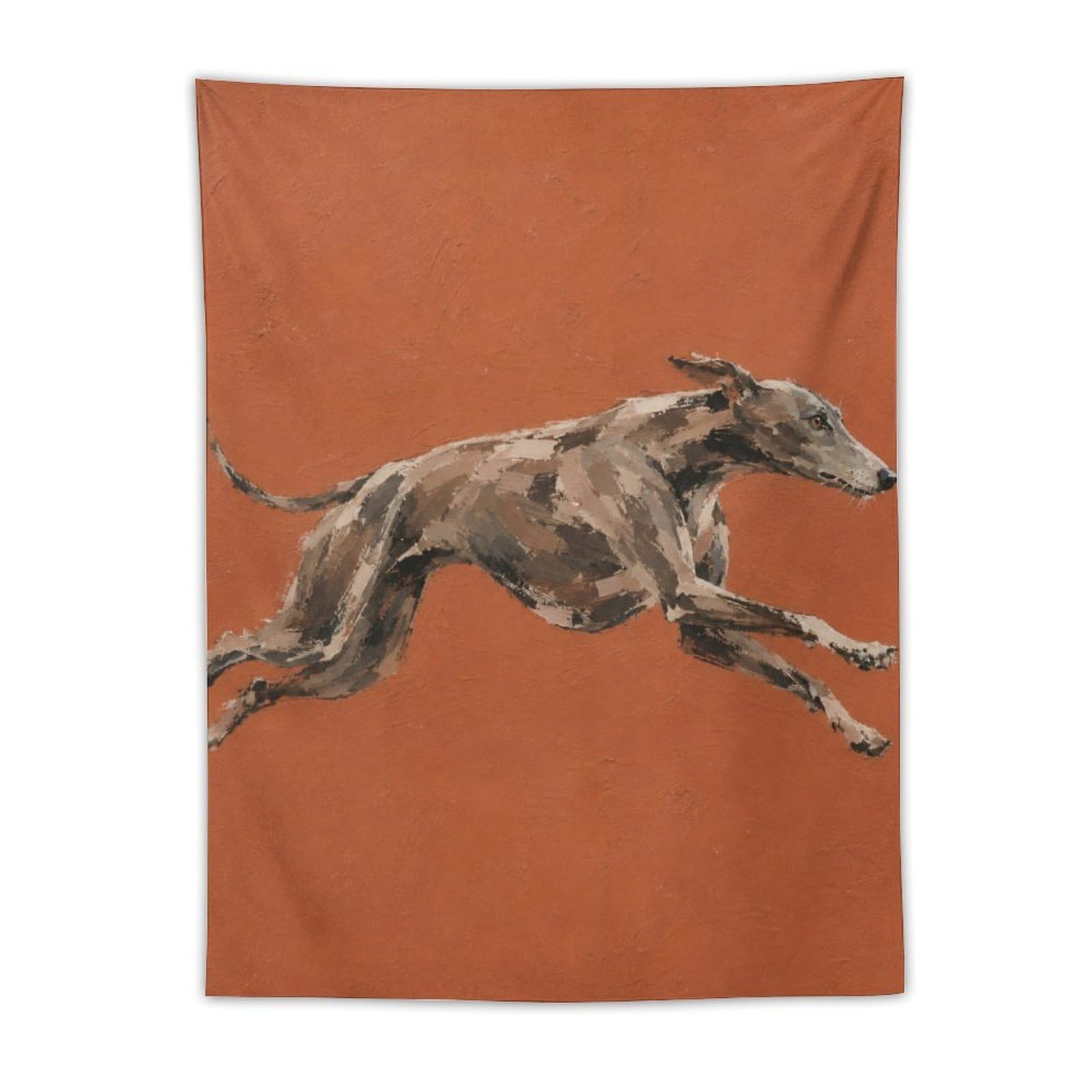 W7C8U2X3 Running Greyhound Wall Tapestry, Realistic Illustration, Dorm Room
