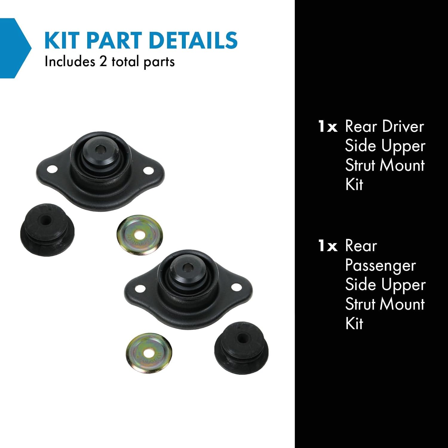 TRQ Rear Upper Strut Mount Kit Compatible with 2004-2011 Chevrolet Aveo 2007-2011 Aveo5 2009 Pontiac G3