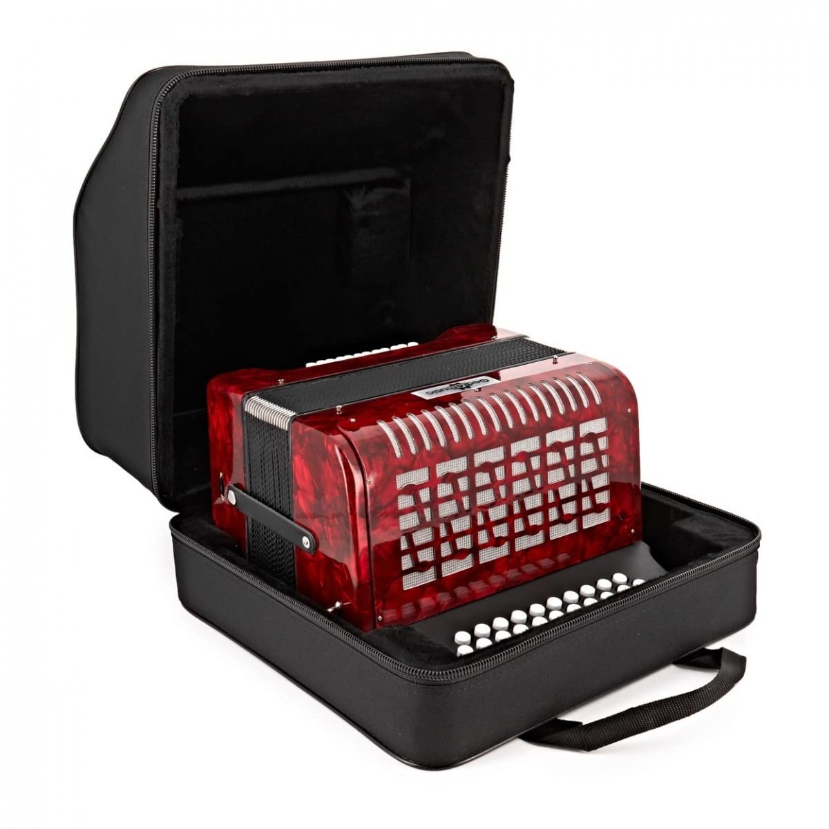 Gear4music Diatonisches Knopfakkordeon 12 Bass mit Hartschalenkoffer