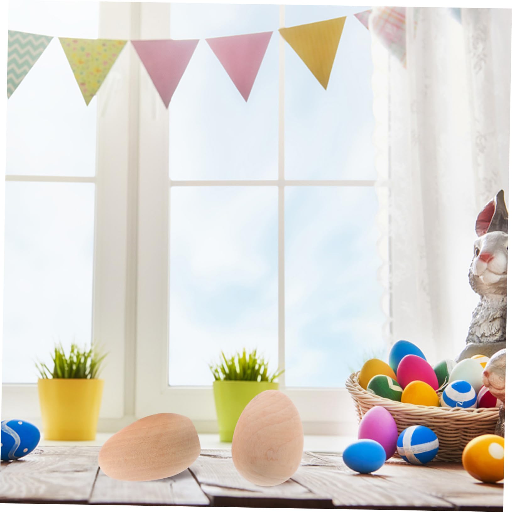 3 Set Di Uova Di Pasqua Pre-riempite in Legno Grezzo Riempitivi Pasquali Per Cestini Pasquali 20 Pezzi * 3