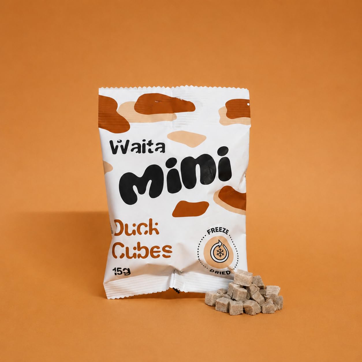 Waita Freeze-Dried Mini Duck Cubes for Dogs & Cats | 100% Duck Training Treats | Single Ingredient, High Protein, Grain Free | 0.5cm Bite-Sized Rewards & Meal Topper | 15g x 5